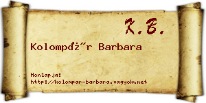 Kolompár Barbara névjegykártya