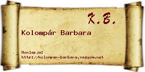 Kolompár Barbara névjegykártya